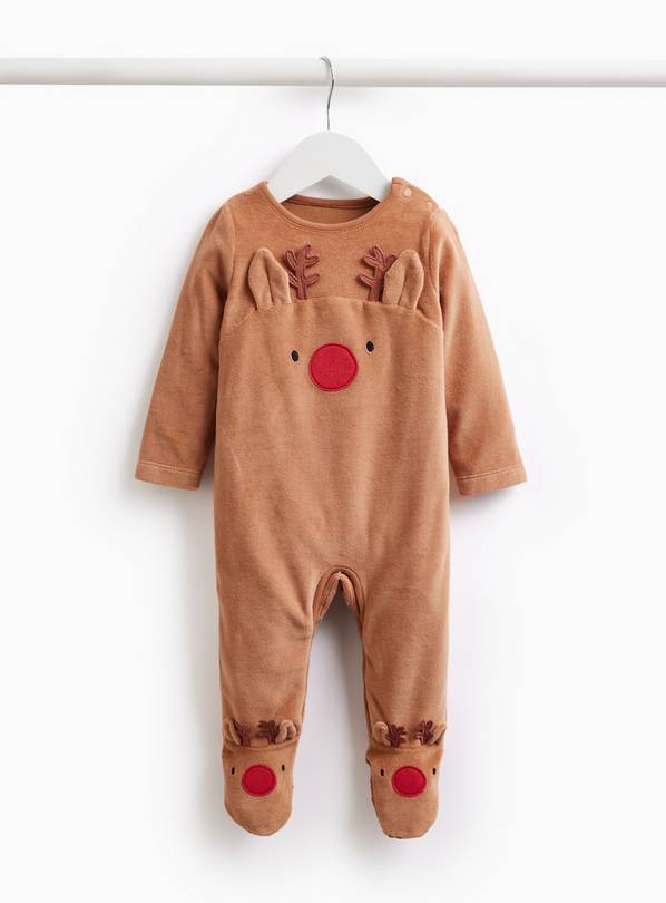 Christmas Reindeer Novelty Sleepsuit Up to 3 mths