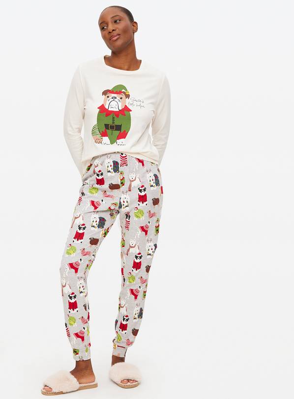 Matching Family Women's Christmas Dog Printed Jersey Pyjamas 16-18