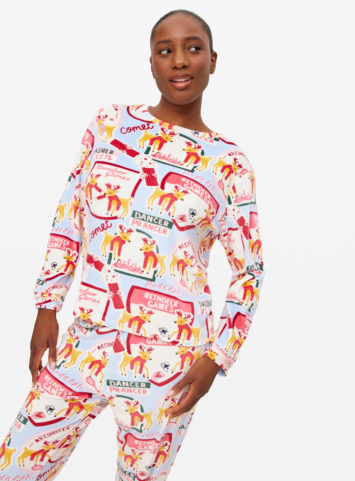 Matching Family Women's Christmas Reindeer Games Print Pyjamas M