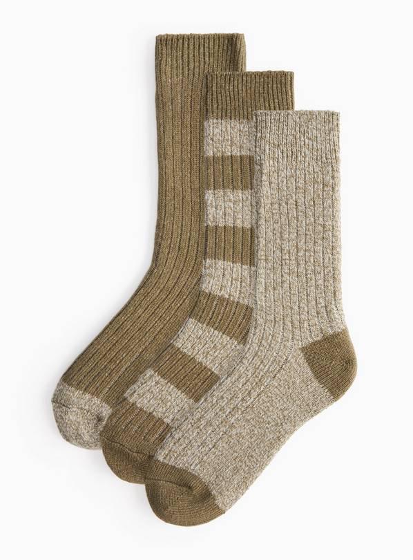 Khaki Thermal Boot Socks 3 Pack 6-8.5