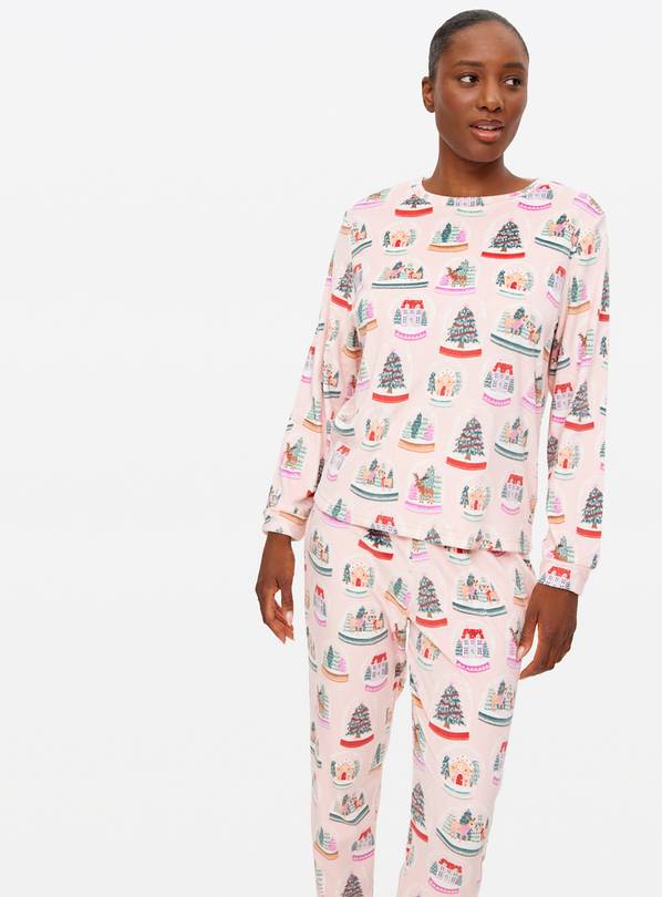 Matching Family Women's Christmas Pink Snow Globes Print Pyjamas S