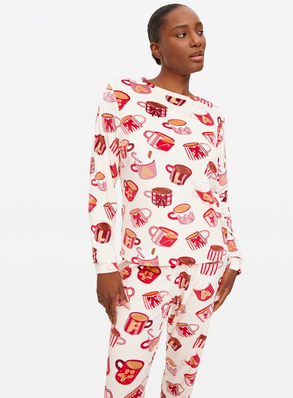 Festive Hot Choc Mugs Slinky Fleece Pyjamas XS