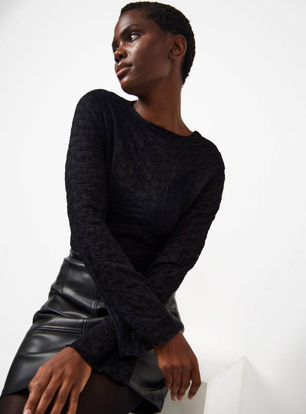 Black Seamed Lace Detail Top 22