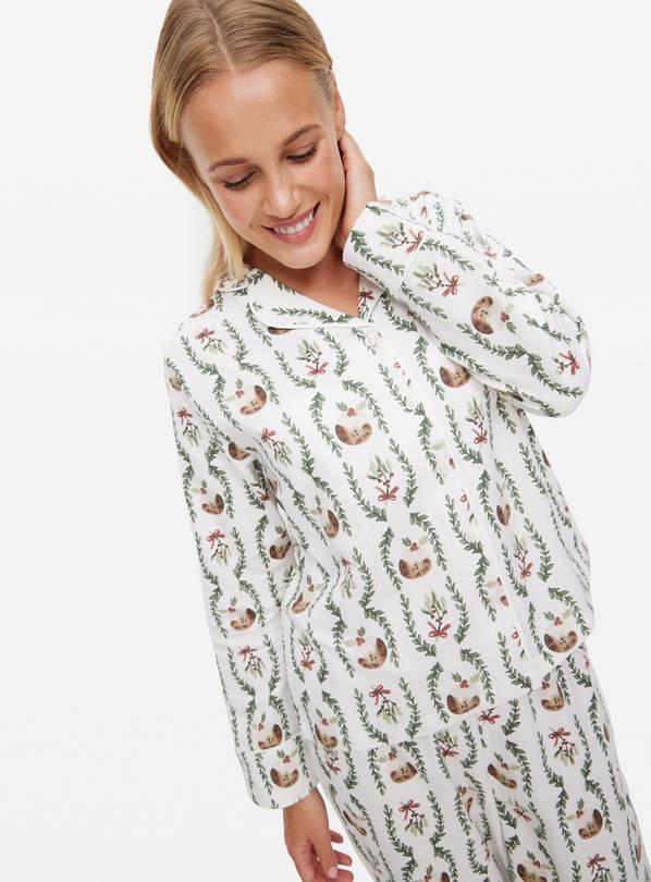 Christmas Pudding Printed Woven Traditional Pyjamas 16