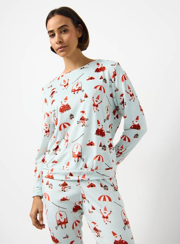 Mini Me Women's Christmas Blue Santa Parachute Slinky Pyjamas XS