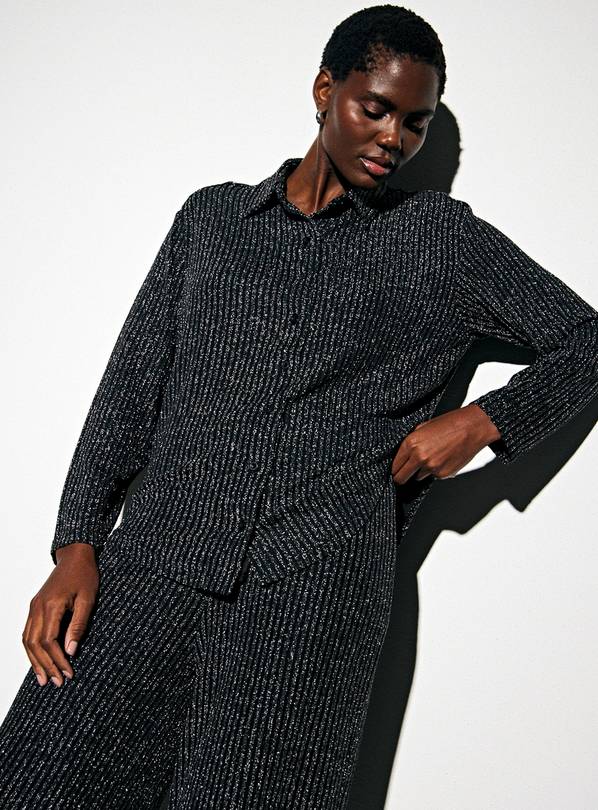 Black Lurex Stripe Oversized Shirt 10