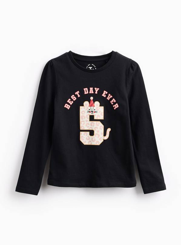 Black 5th Birthday Print T-Shirt 4-5 Years