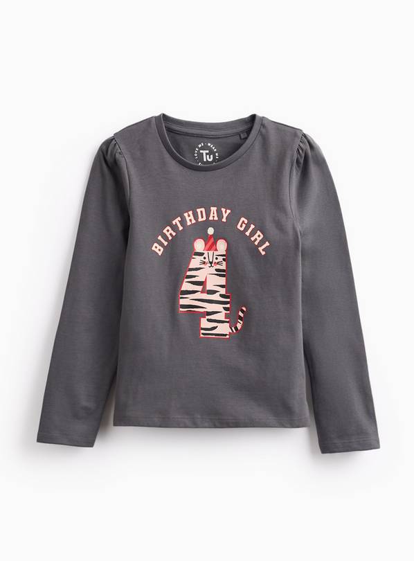 Charcoal 4th Birthday Print T-Shirt 3-4 Years