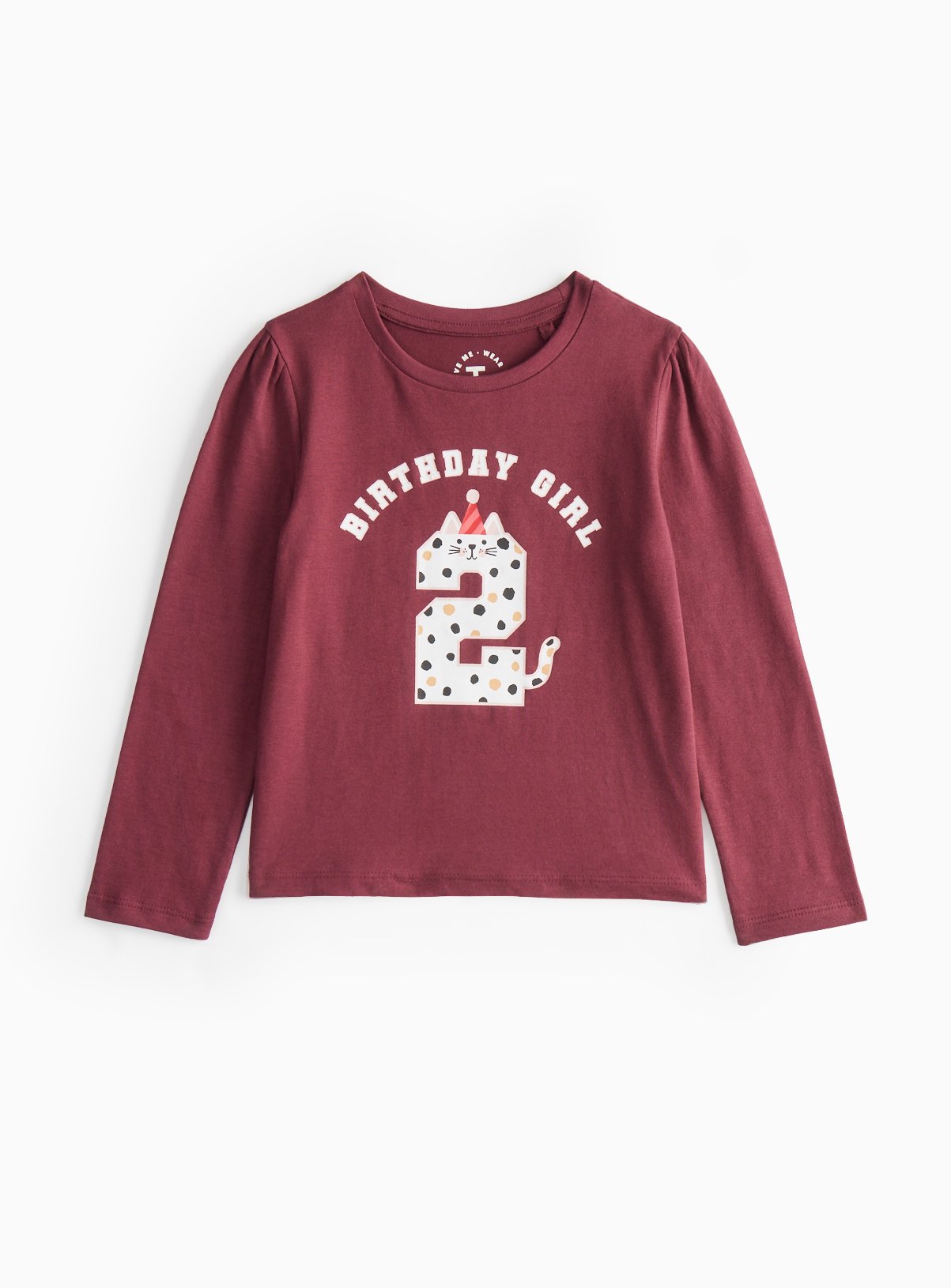 Dark Red 2nd Birthday Print T-Shirt 2-3 Years
