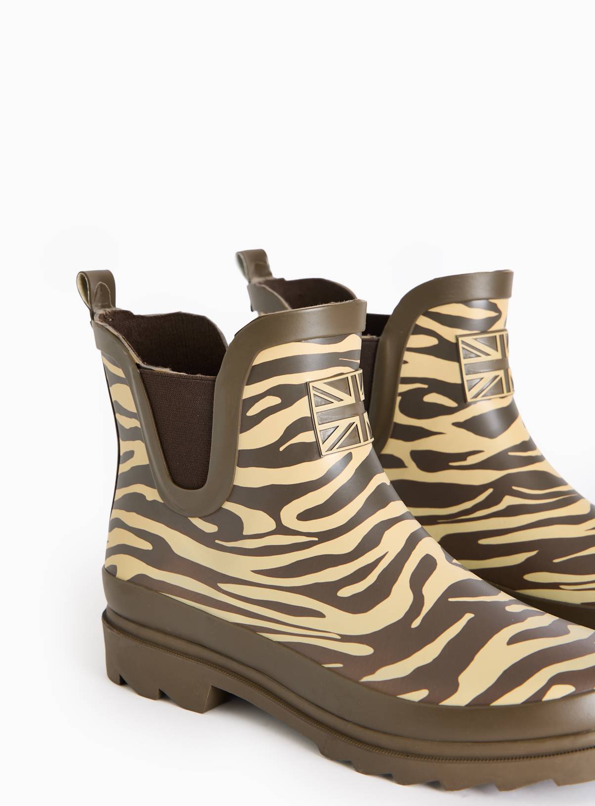 Brown Zebra Printed Ankle Length Wellies 4 - Image 4