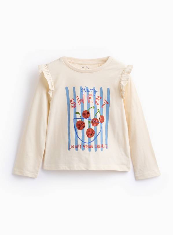 Cream Sweet Cherry Long Sleeve Top 2-3 years