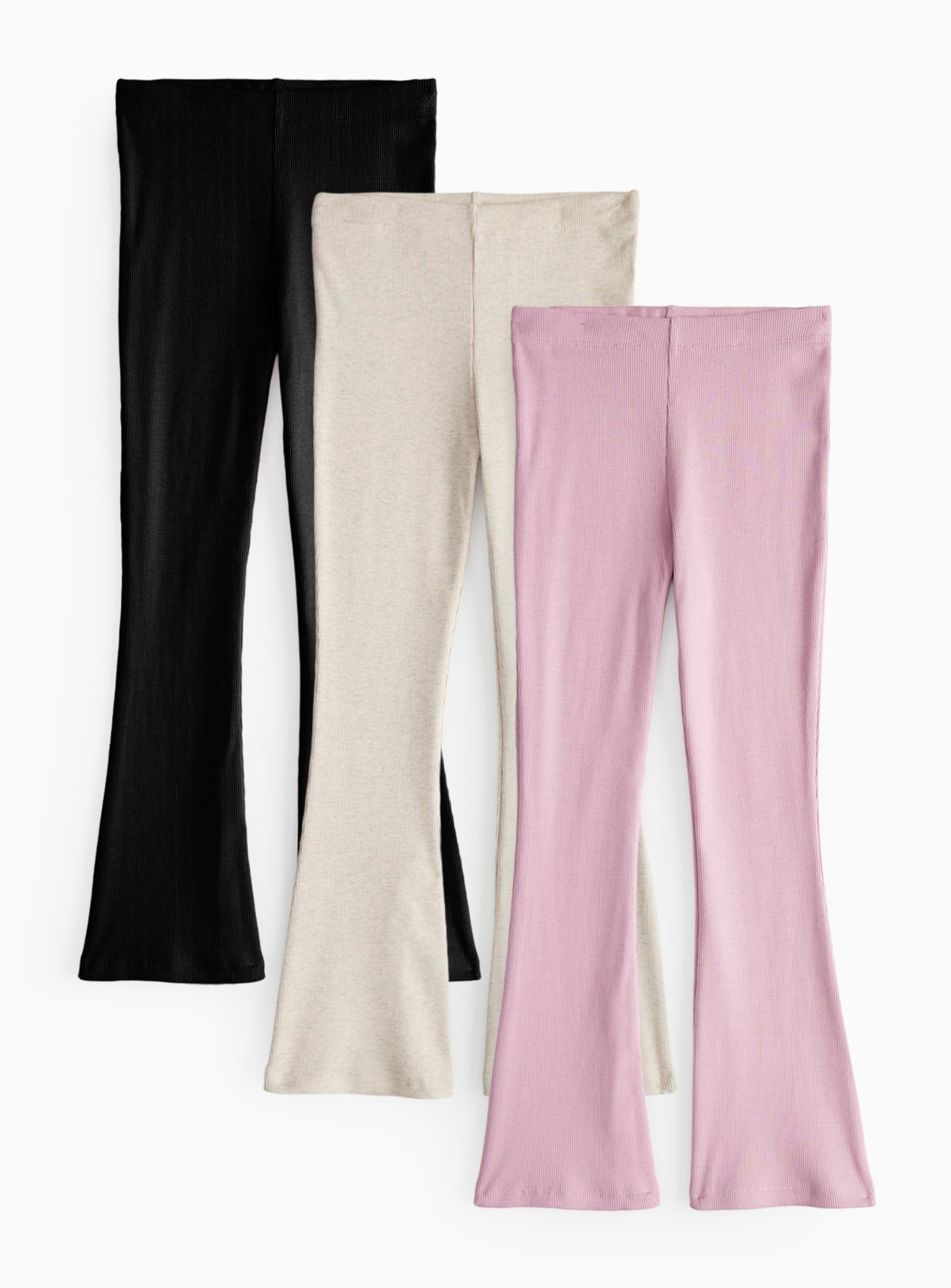 Pink Pink Ribbed Flared Leggings 3 Pack - Tu by Sainsbury's
