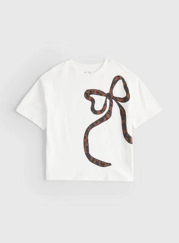 Animal Bow Print White T-Shirt 13 years