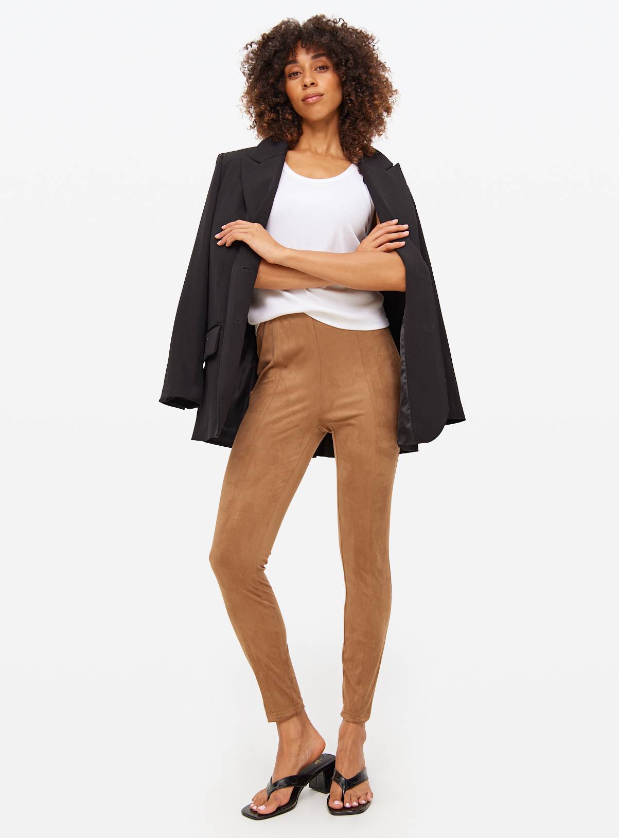 Tan Faux Suede Leggings 14 - Image 1