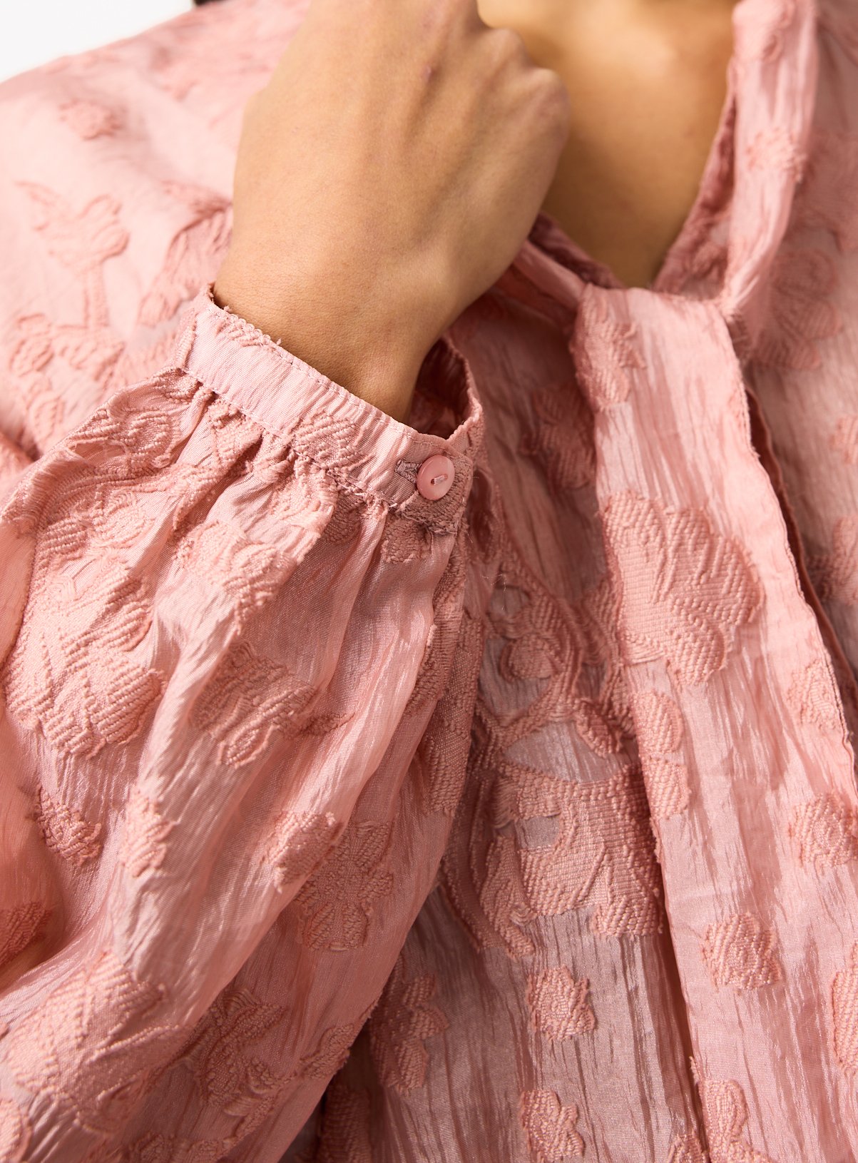 Buy Pink Tie Neck Jacquard Blouse 22 | Blouses | Tu