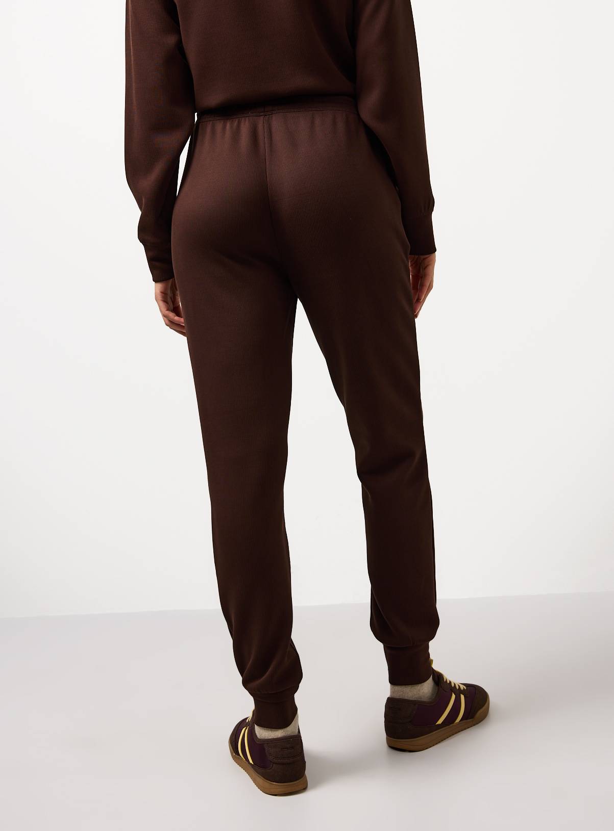 Brown Luxe Ribbed Cord Tapered Joggers L - Image 4
