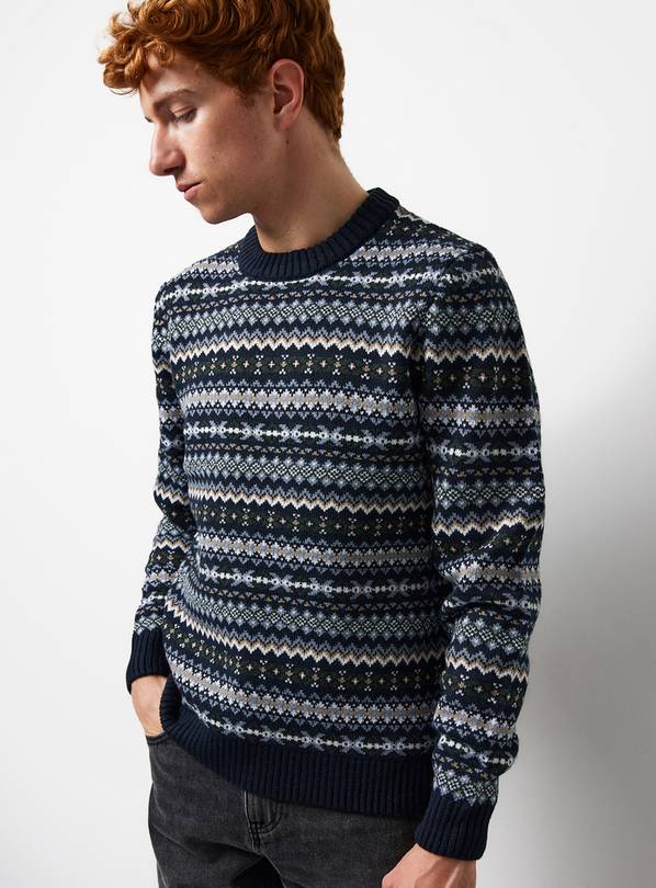Blue Micro Fairisle Jumper XXXL
