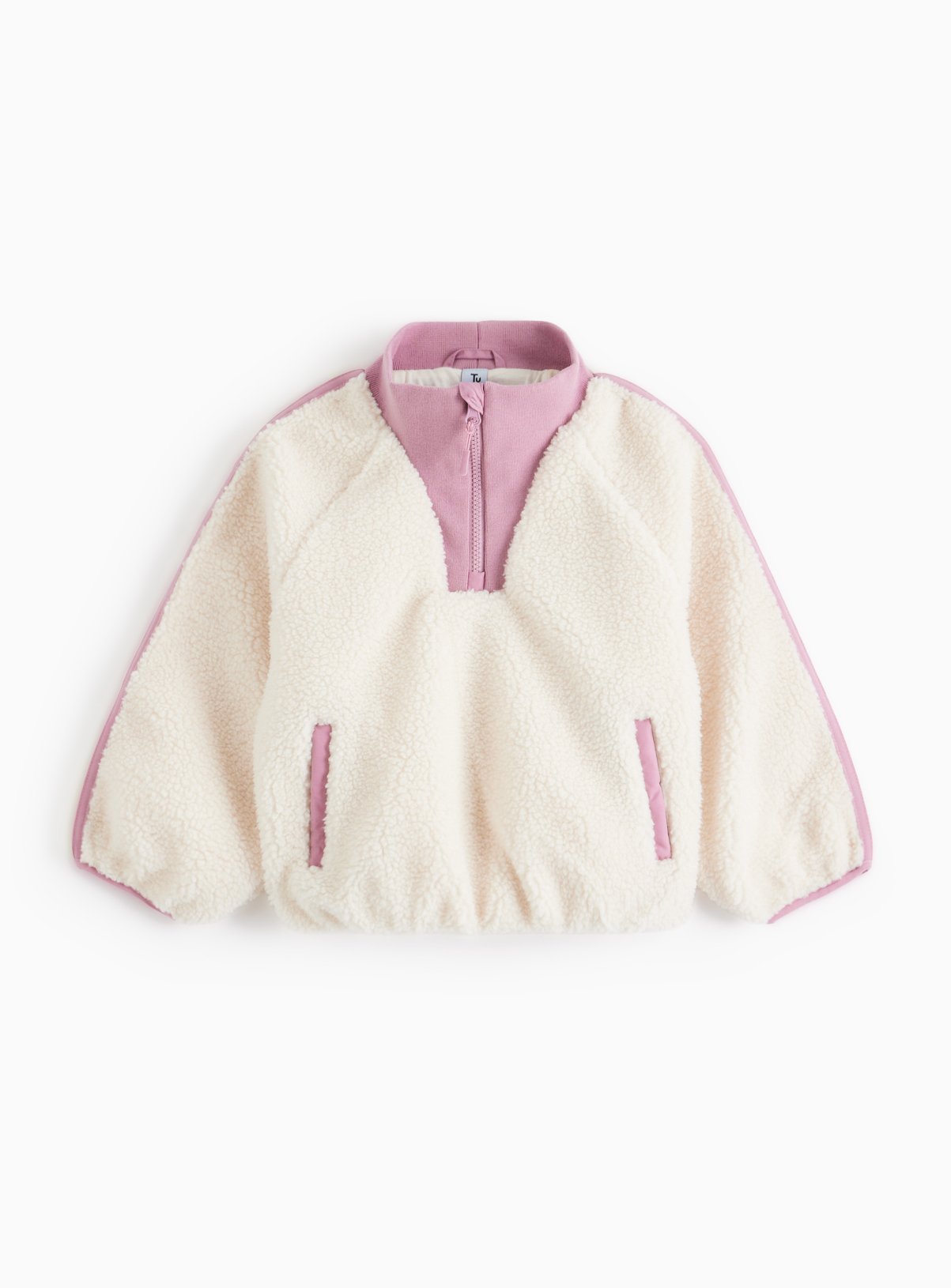 Pink Cream & Pink Zip Neck Borg Fleece (13-14 Years) - Tu by Sainsbury's