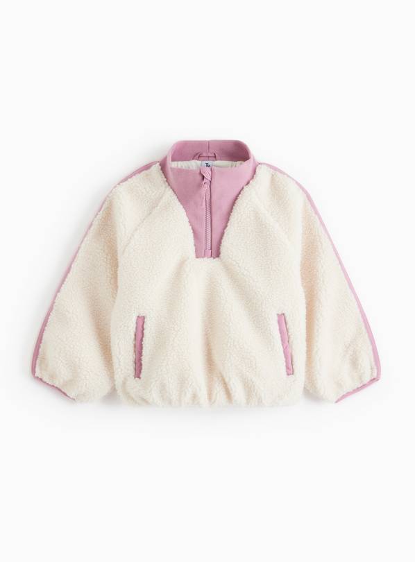 Cream & Pink Zip Neck Borg Fleece 15-16 years