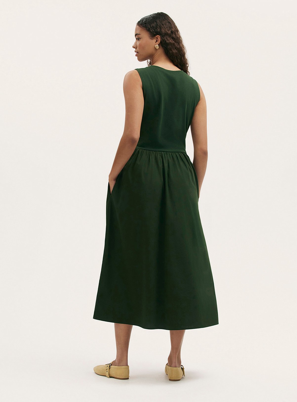FINERY Georgie Dress Dark Khaki 18 - Image 4 thumbnail