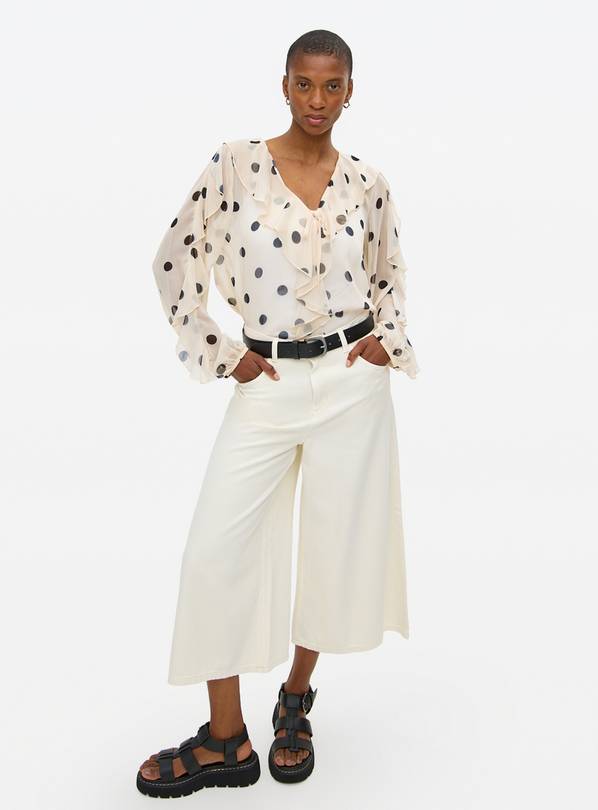 Cream Polka Dot Ruffle Blouse 20