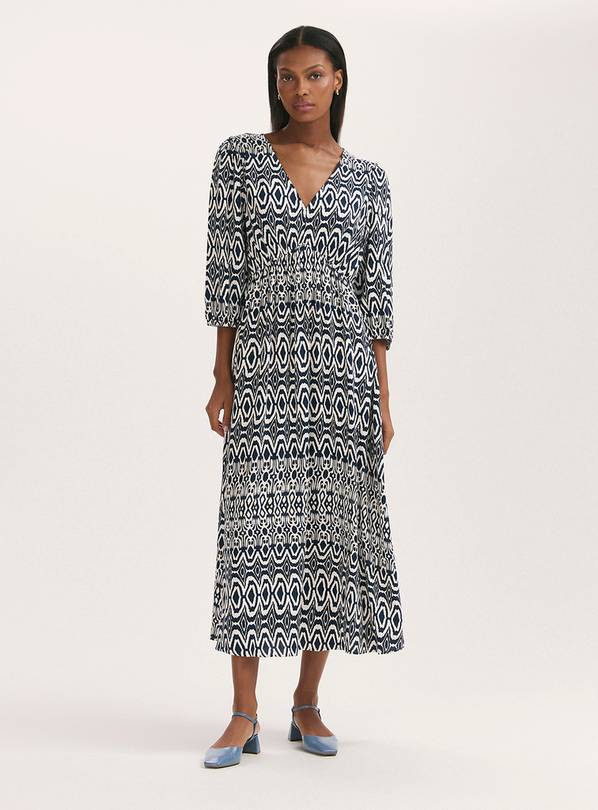 FINERY Serena Dress Navy Tribal 8