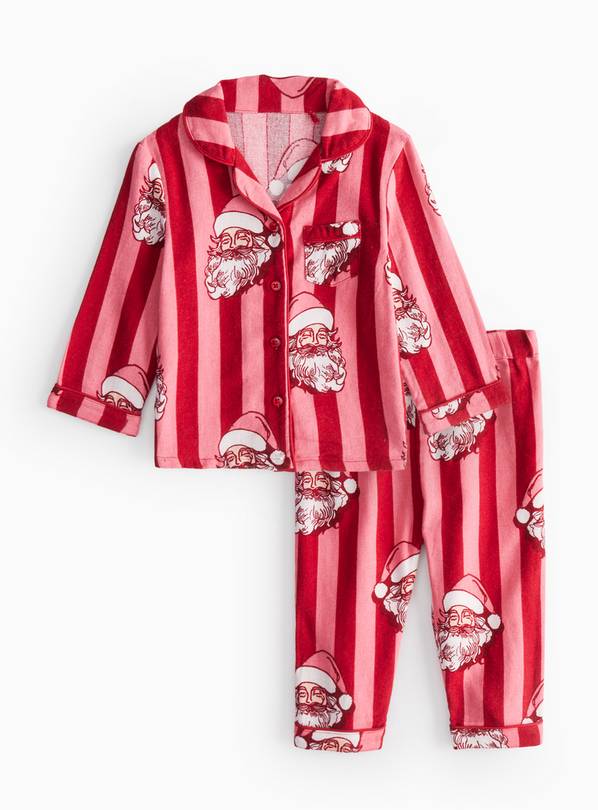 Matching Family Kids' Christmas Santa Pink Striped Pyjamas 6-9 months