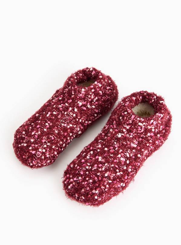 Burgundy Popcorn Fleece Lined Footsie Socks 4-6