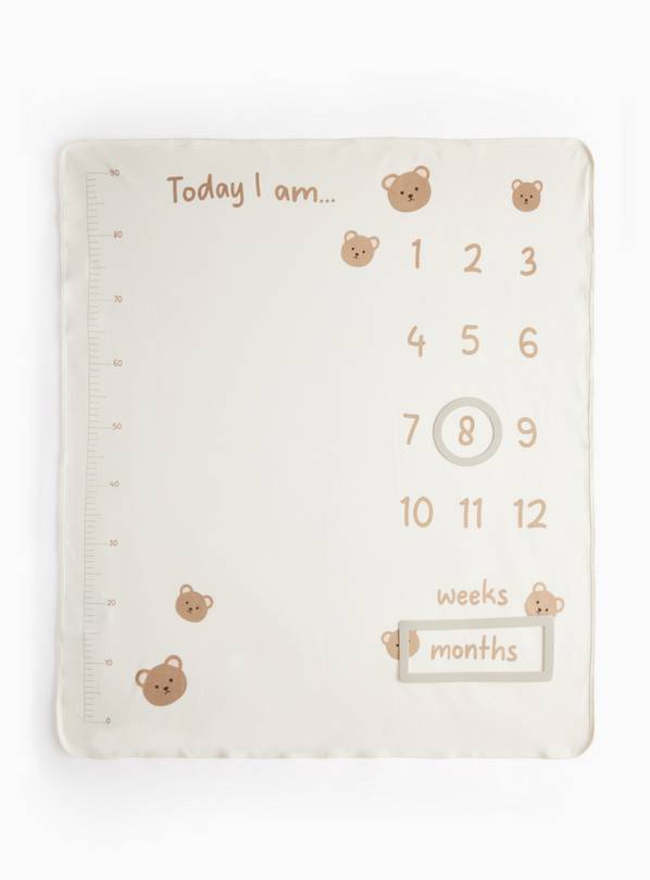 Unisex White Milestone Baby Blanket One Size