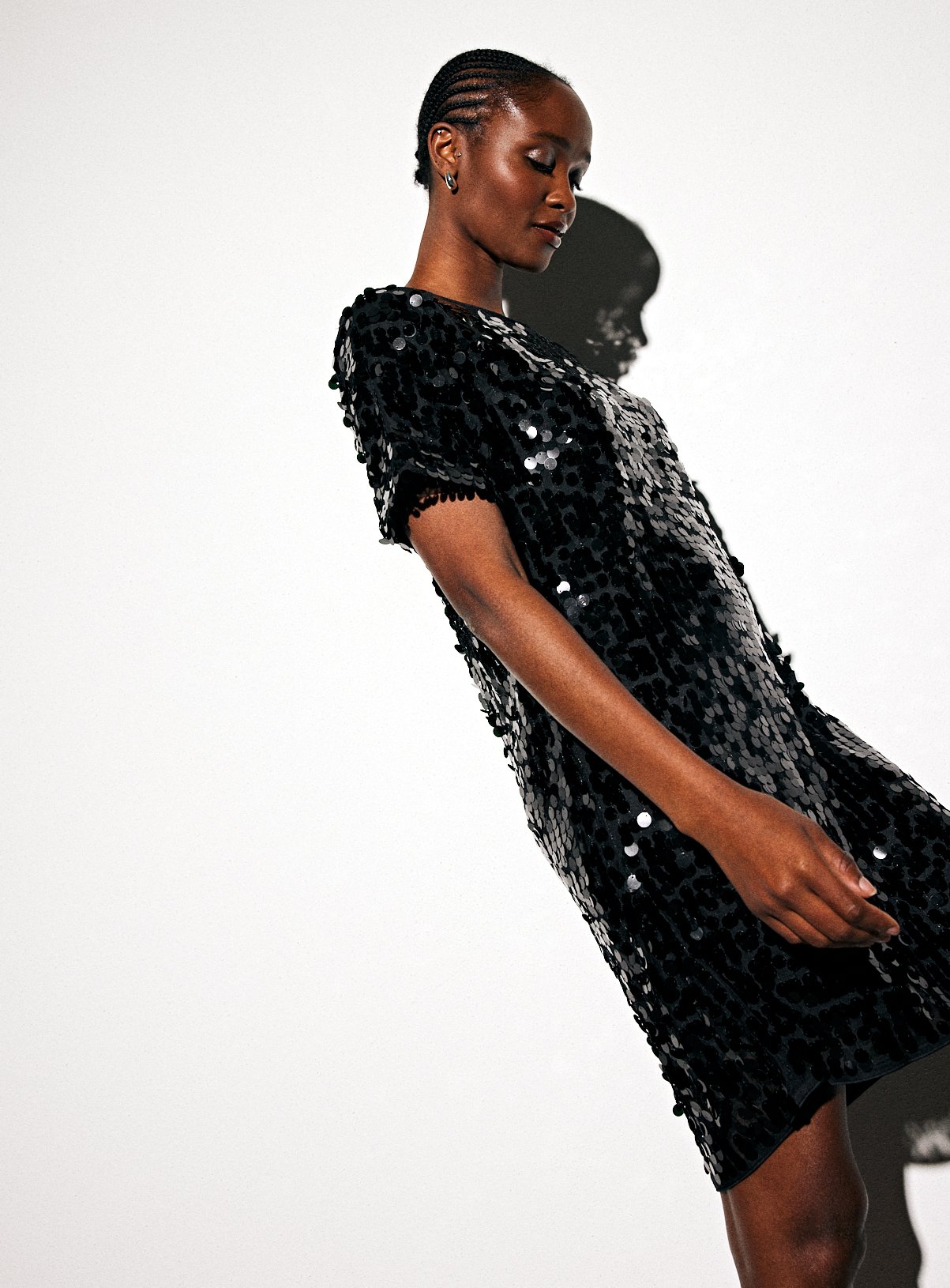 Black Sequin Mini T-Shirt Dress 24 - Image 2 thumbnail
