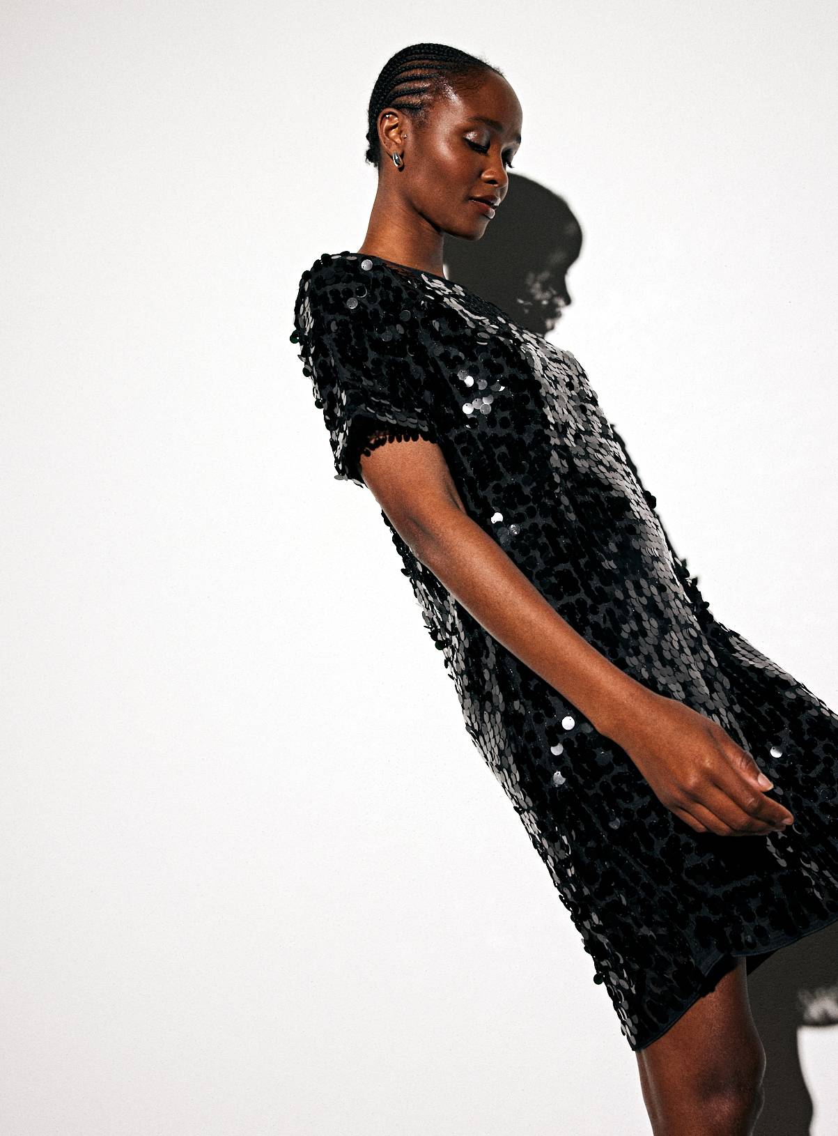 Black Sequin Mini T-Shirt Dress 24 - Image 2
