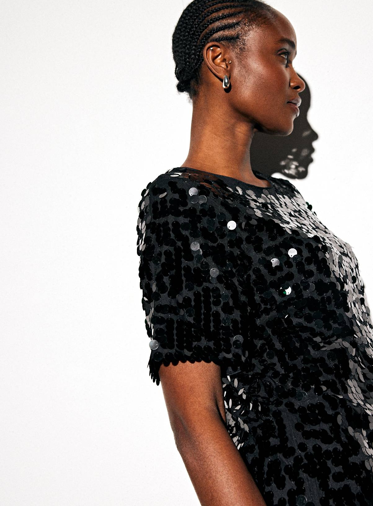 Black Sequin Mini T-Shirt Dress 24 - Image 3