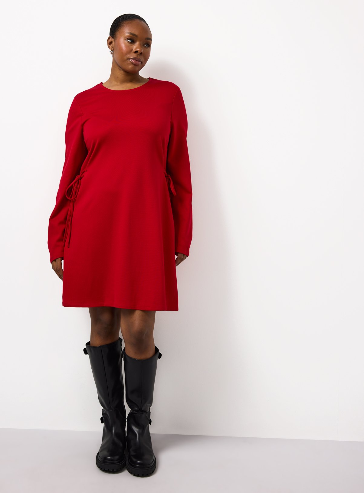 Red Tie Detail Ponte Mini Dress 14 - Image 3 thumbnail