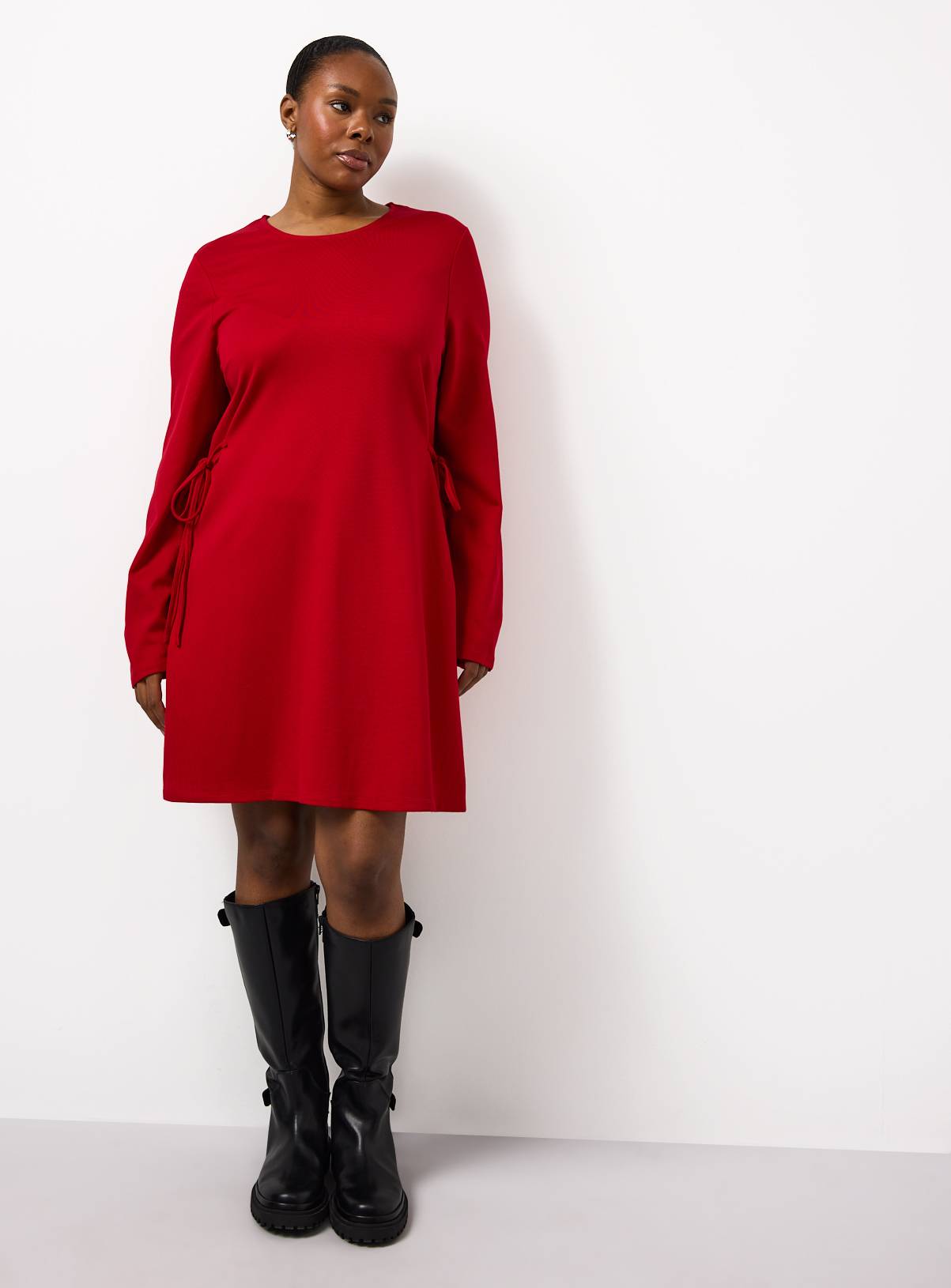 Red Tie Detail Ponte Mini Dress 14 - Image 3
