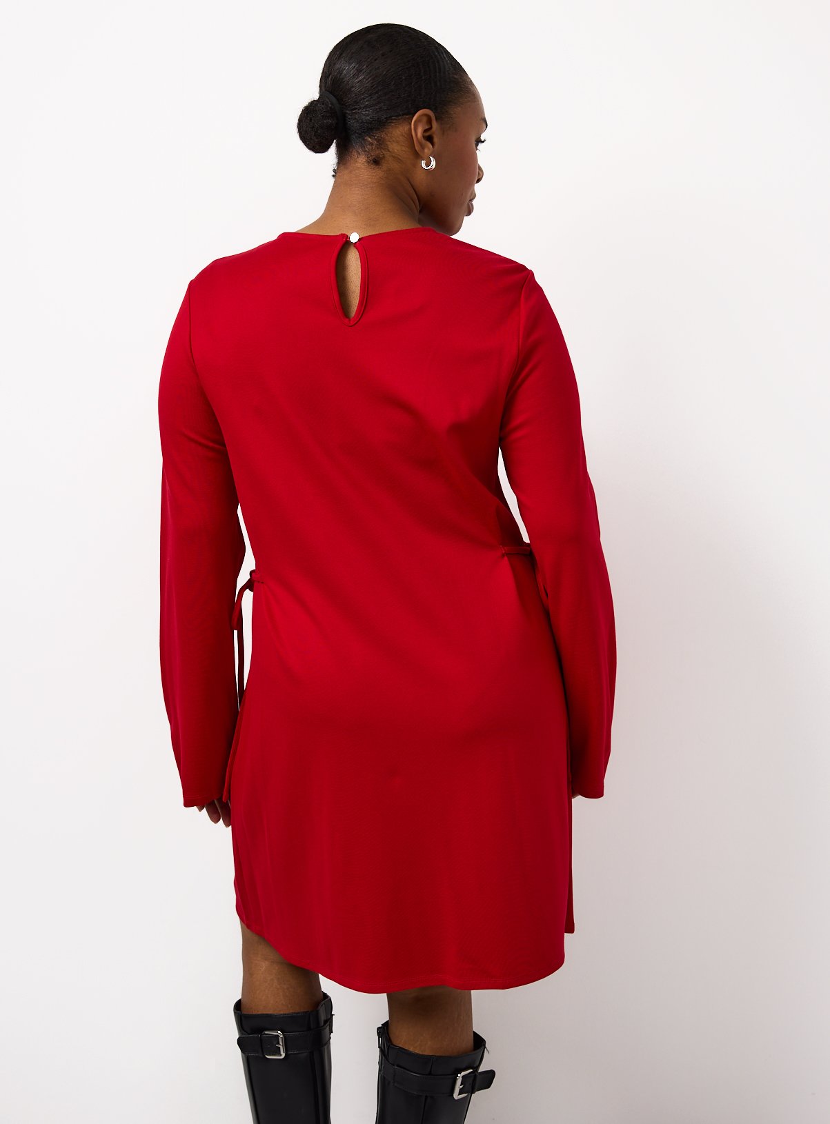 Red Tie Detail Ponte Mini Dress 14 - Image 4 thumbnail