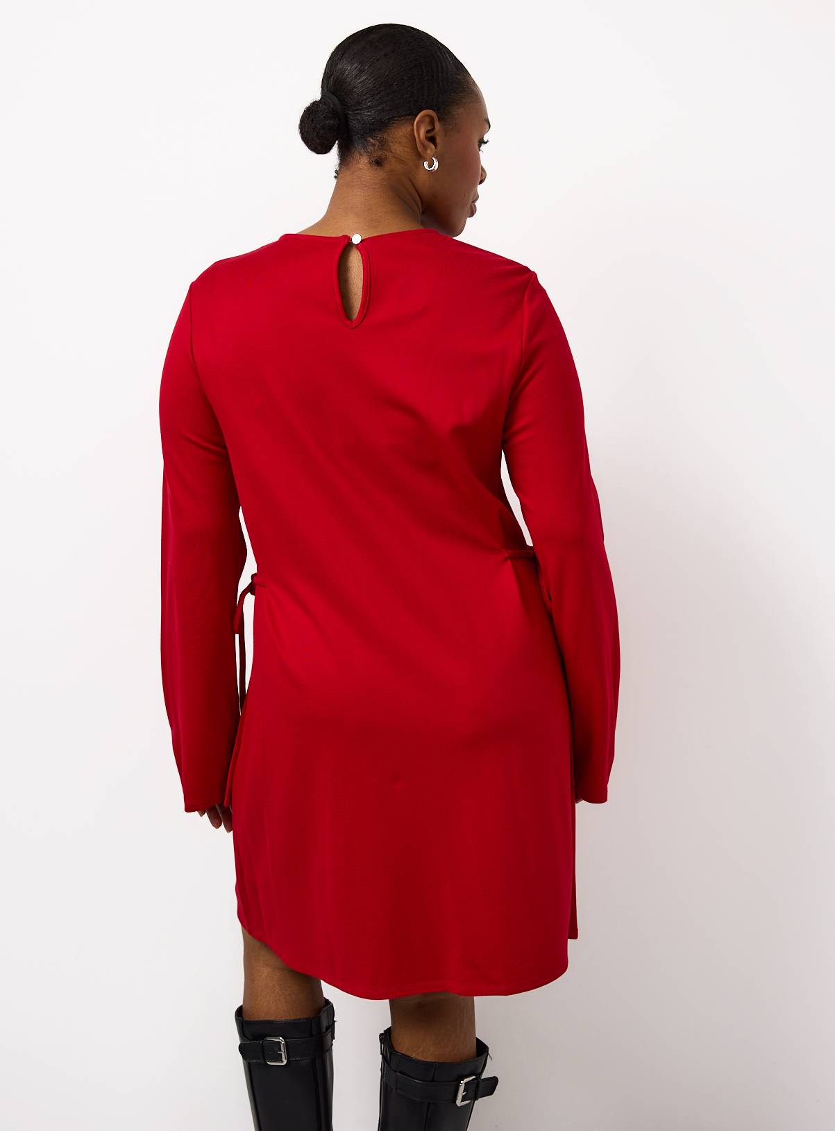 Red Tie Detail Ponte Mini Dress 14 - Image 4