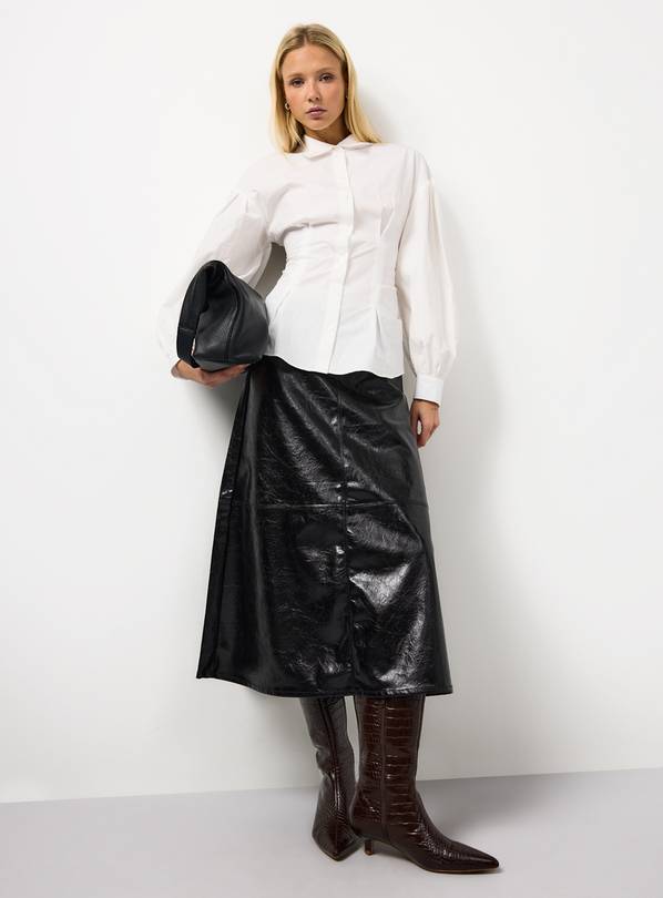 Black Vinyl Midaxi Full Skirt 12