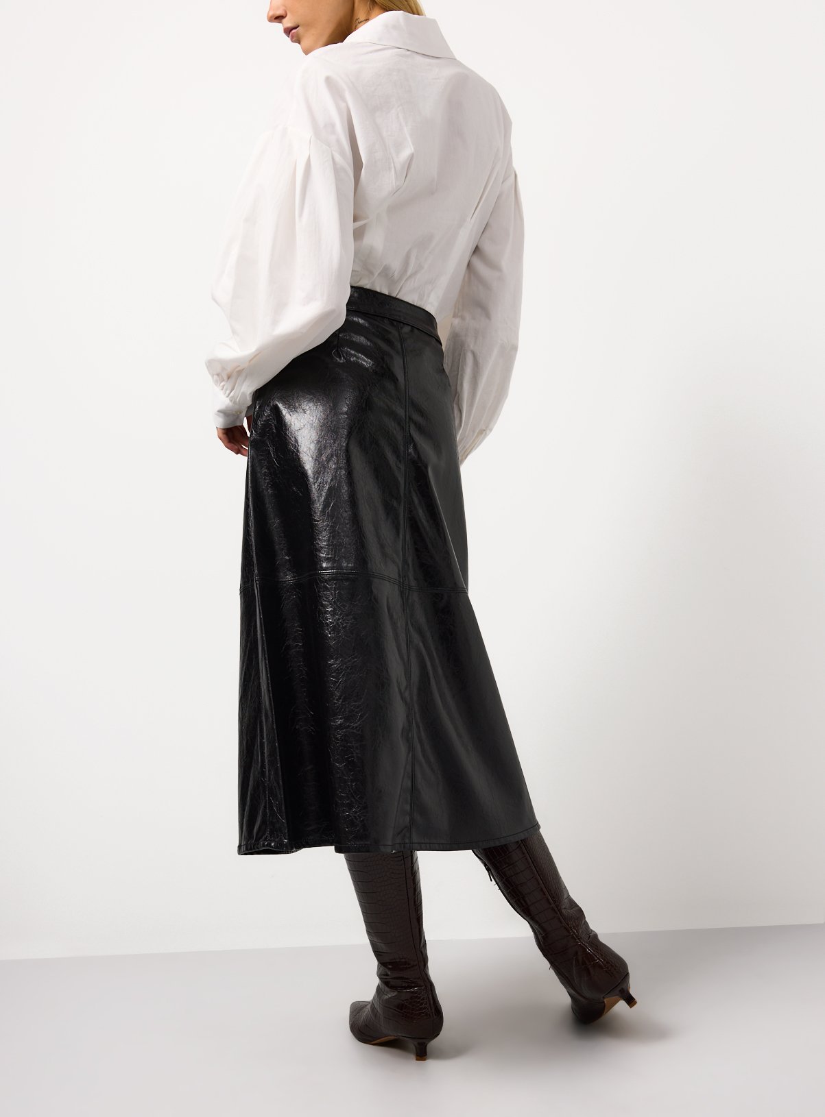 Black Vinyl Midaxi Full Skirt 10 - Image 4 thumbnail