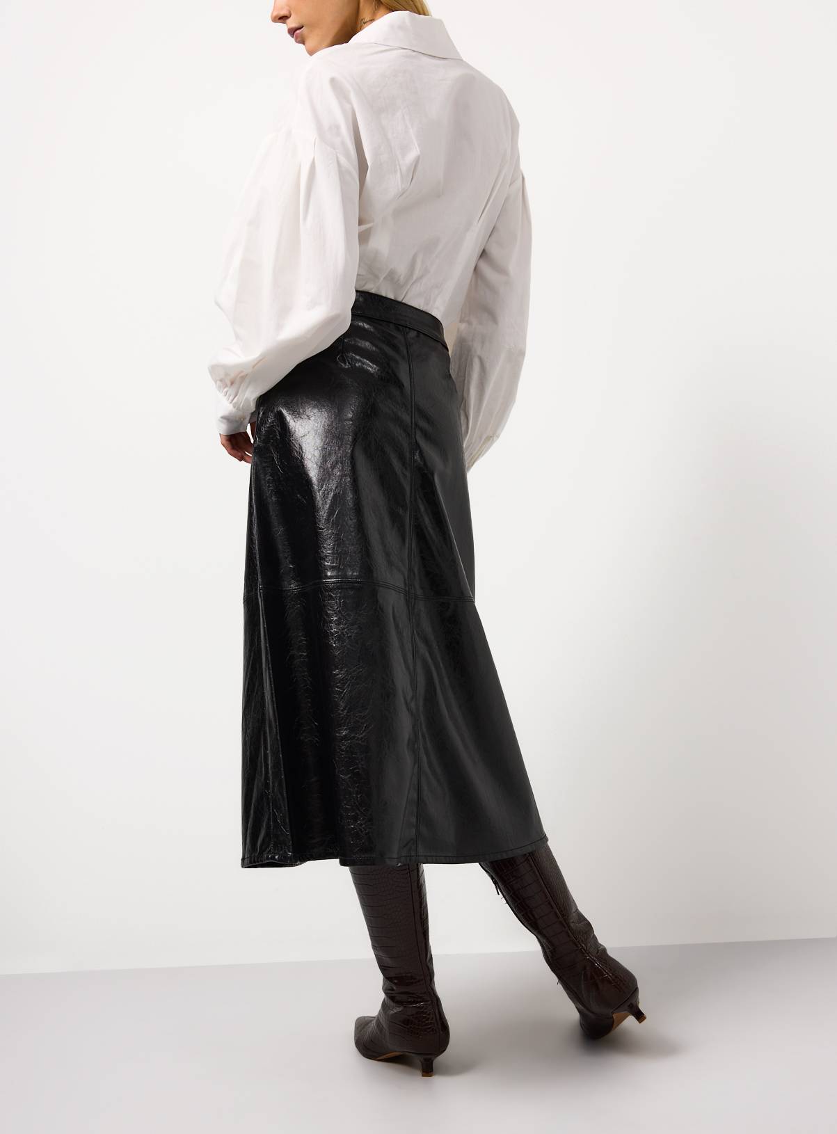 Black Vinyl Midaxi Full Skirt 10 - Image 4