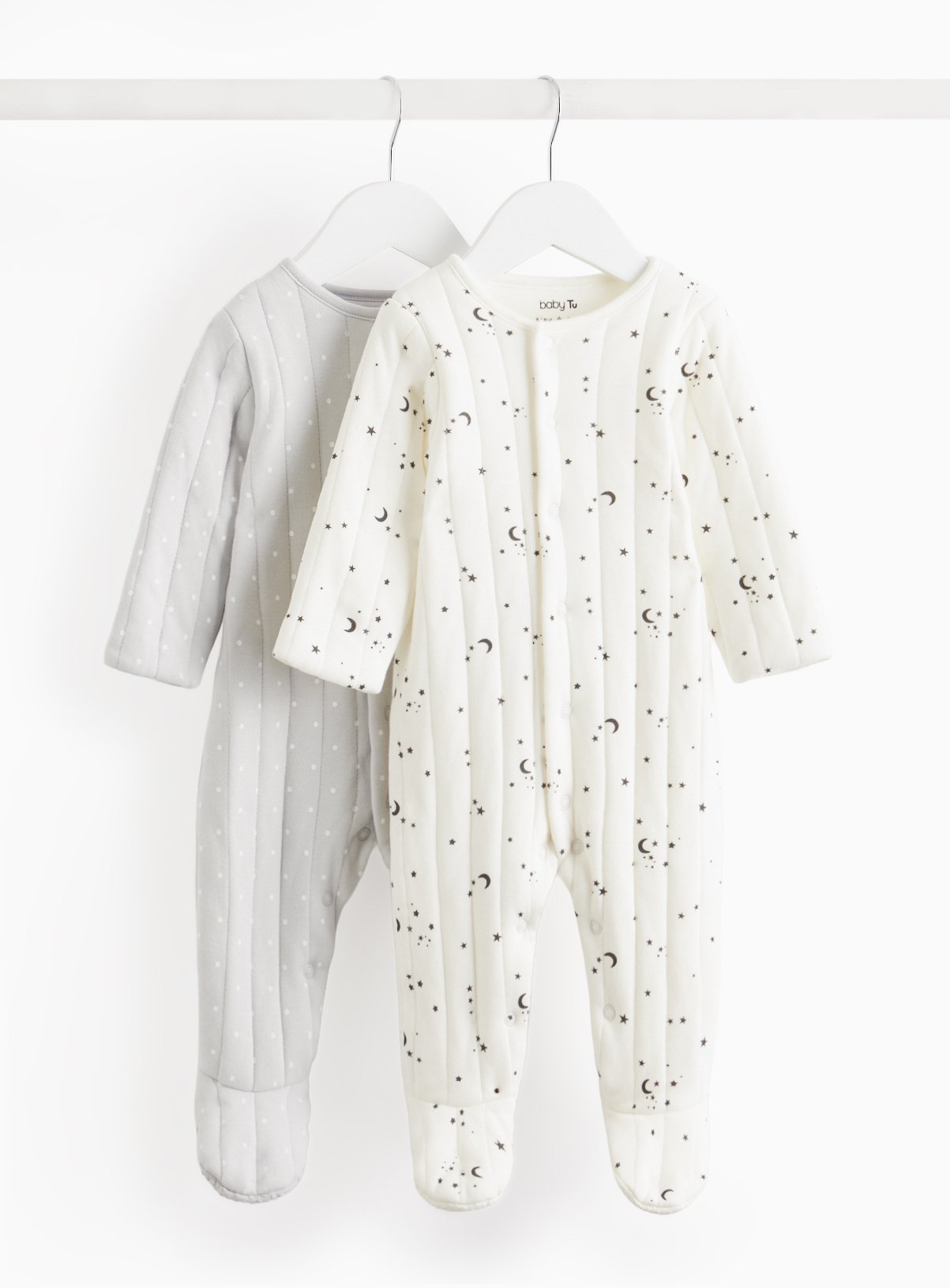 White White Printed 2.5 Tog Sleepsuit 2 Pack - Tu by Sainsbury's