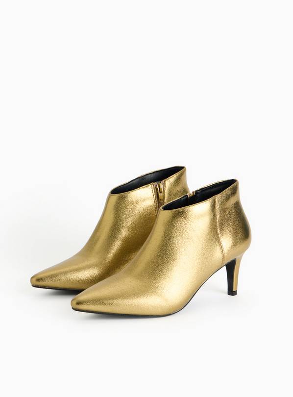 Metallic Gold Faux Leather Heeled Boots 5