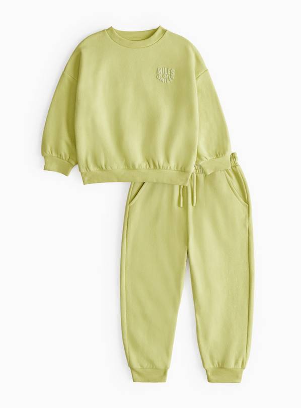 Lime Green Slogan Sweatshirt & Joggers Set 2-3 years