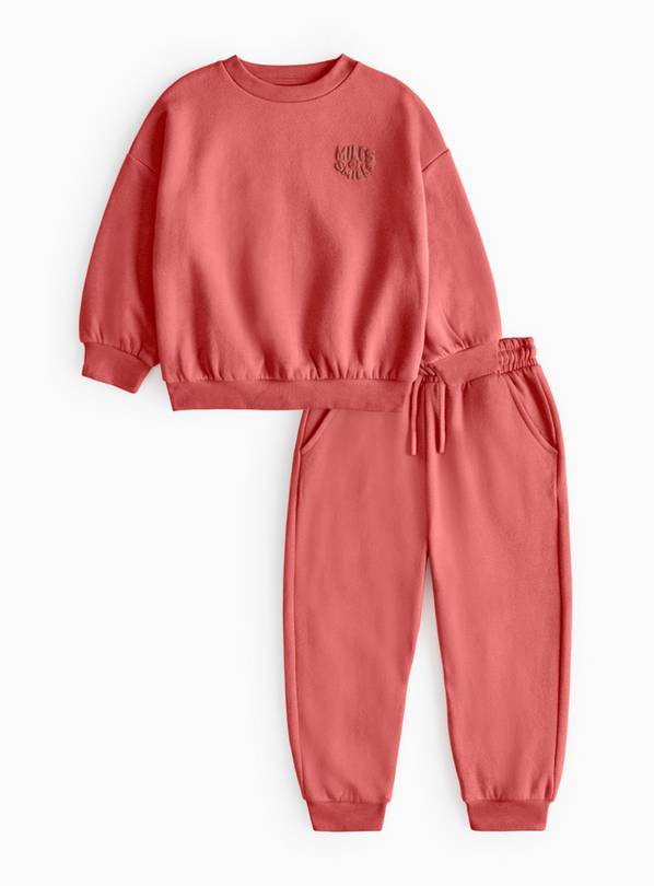 Red Slogan Sweatshirt & Joggers Set 6-7 years
