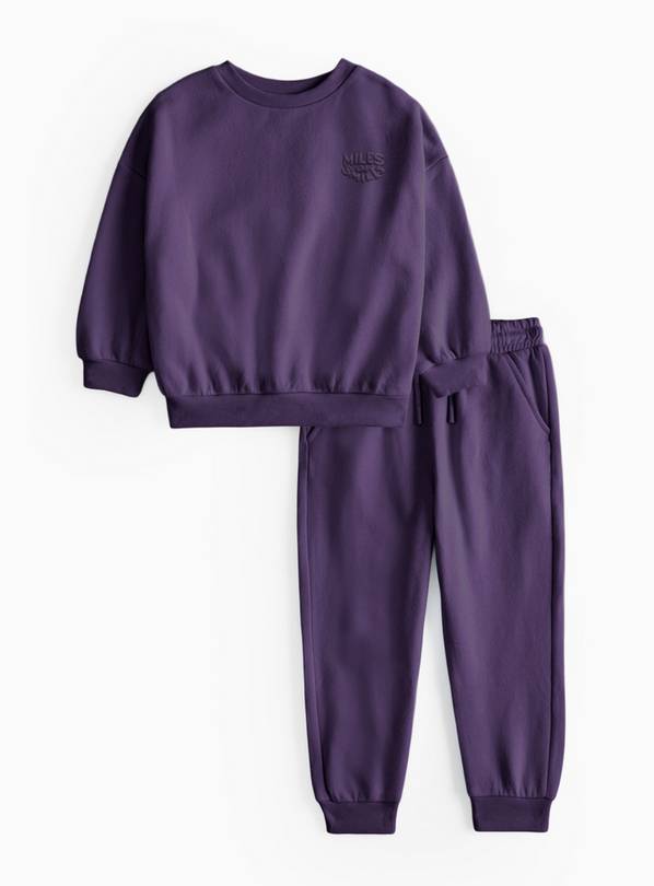 Purple Slogan Sweatshirt & Joggers Set 1-2 years