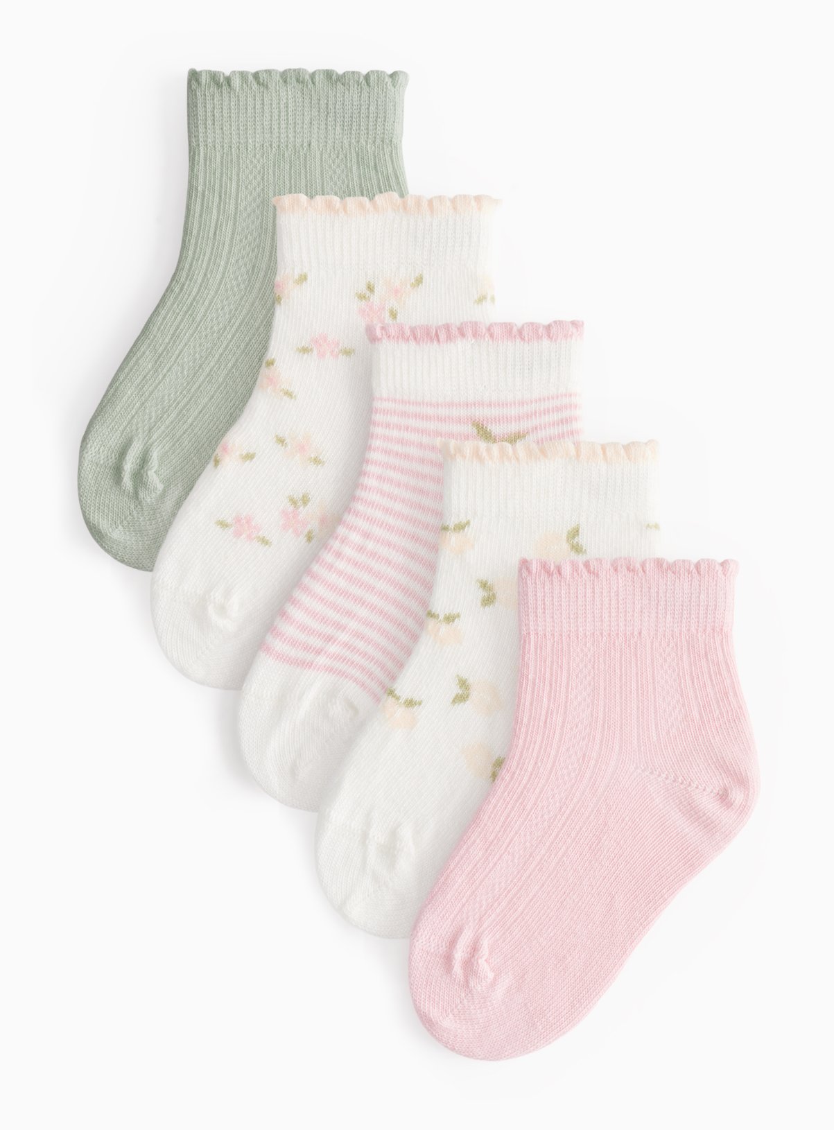 Pastel Floral Print Socks 5 Pack (12-24 Months) - Tu by Sainsbury's