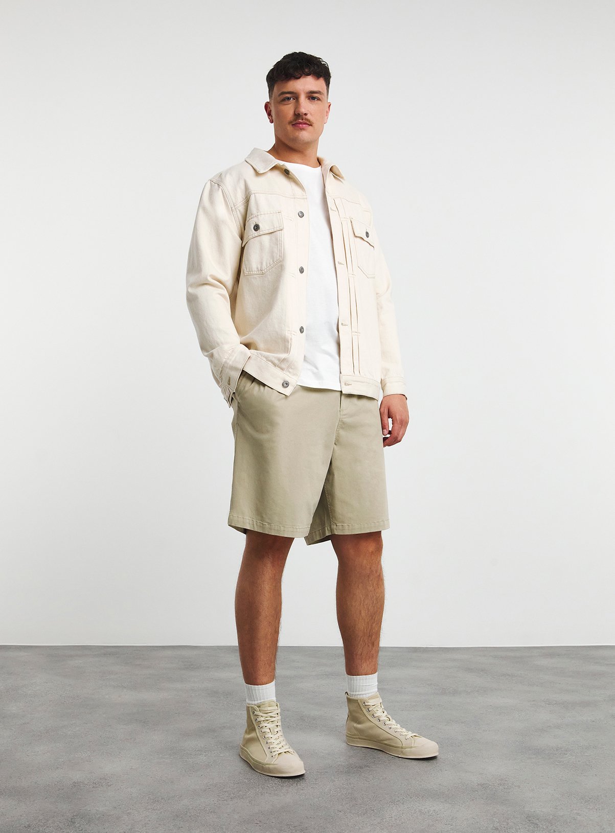 JACAMO Fully Elasticated Comfort Waist Chino Short Stone 50/52 - Image 3 thumbnail