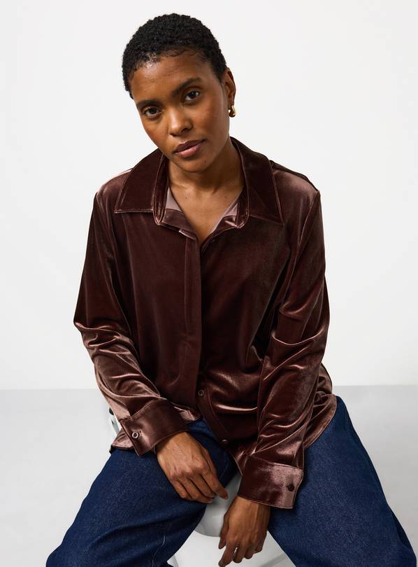 Brown Velvet Relaxed Shirt 24