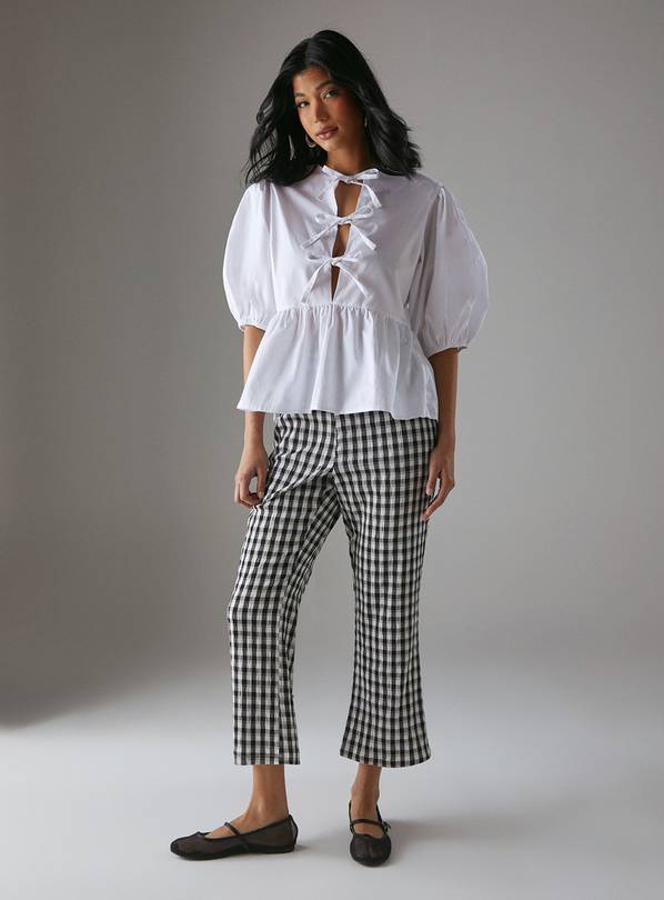 WAREHOUSE Gingham High Waisted Cropped Trousers 10