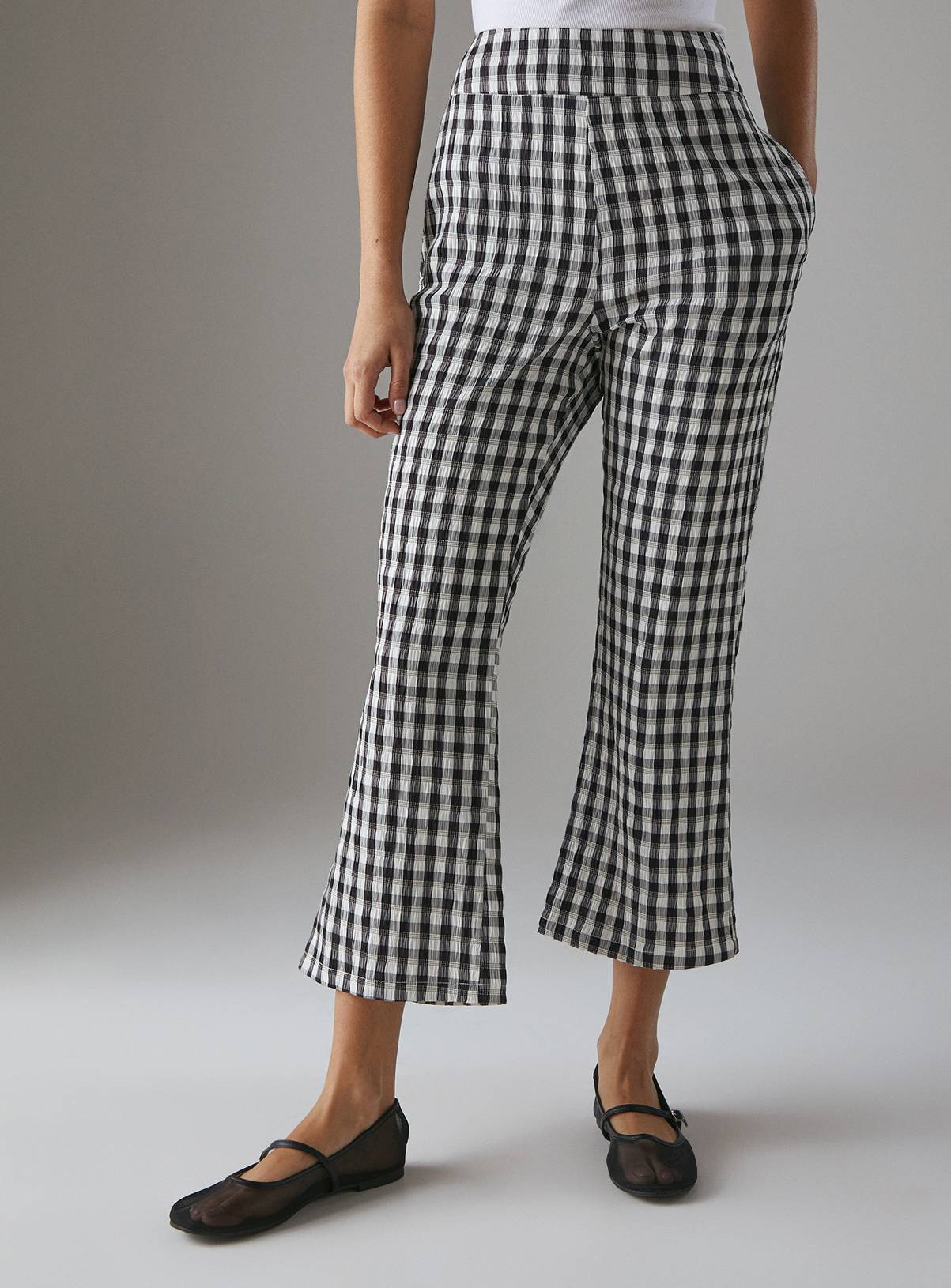 WAREHOUSE Gingham High Waisted Cropped Trousers 8 - Image 2
