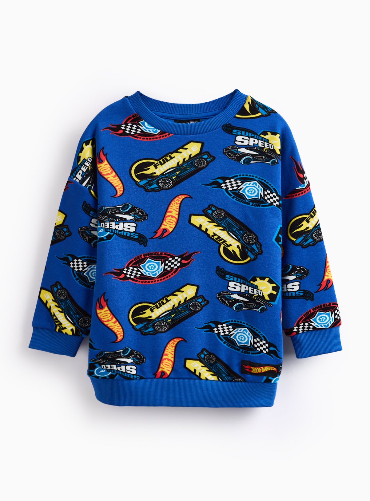 Blue Blue Hot Wheels Printed Crew Neck Sweatshirt - Hot Wheels by Sainsbury's